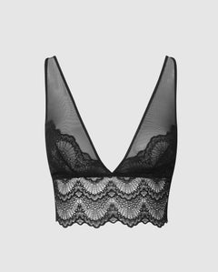 Crystal Mesh Plunge Bralette Top Saboteur