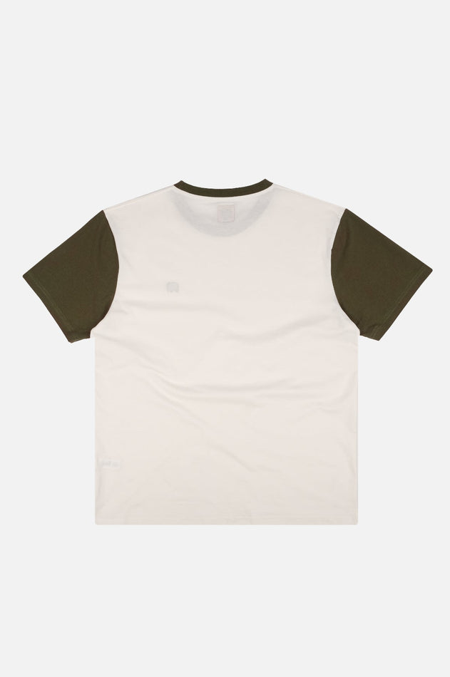 Color Block T-shirt Natural/Dark Olijf