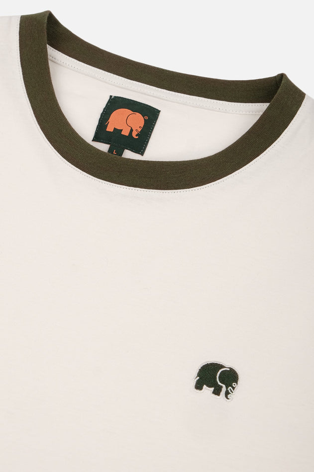Color Block T-shirt Natural/Dark Olijf