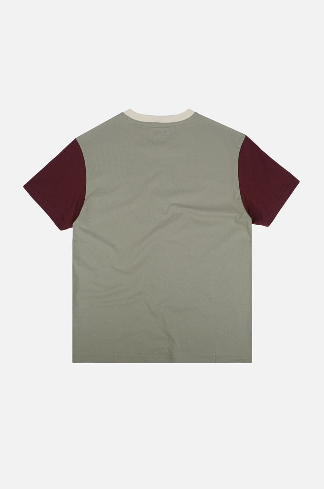 Heren Color Block T-shirt Iron Veil Grey