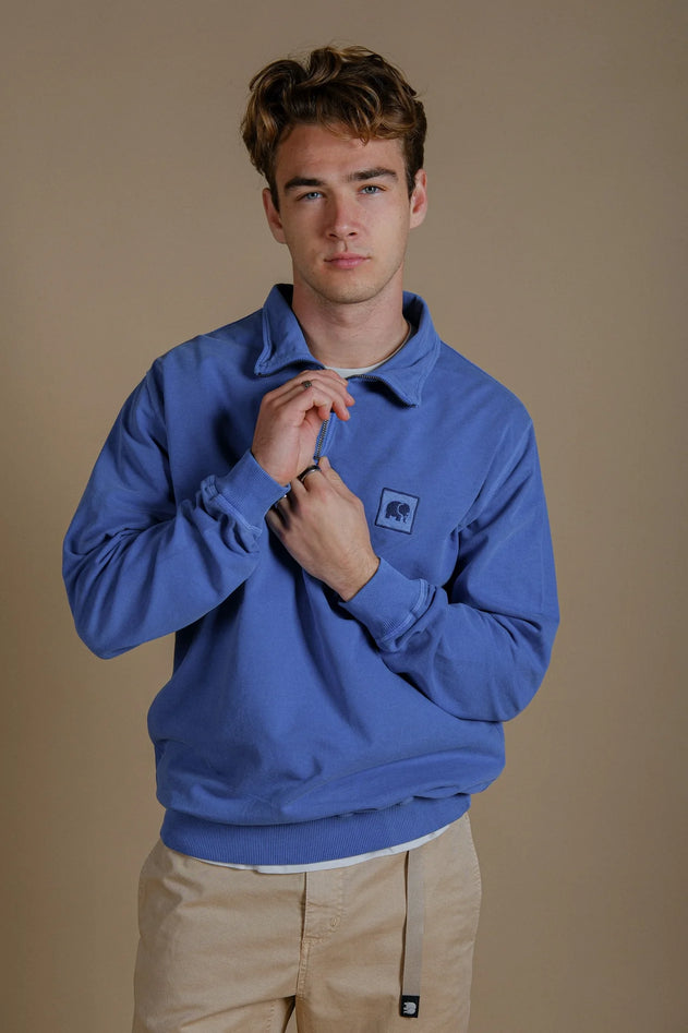 Men's Sauce Pigment Quarter Zip Sweater Tidepool Blue