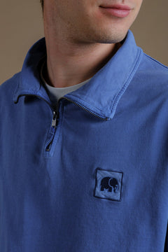 Men's Sauce Pigment Quarter Zip Sweater Tidepool Blue