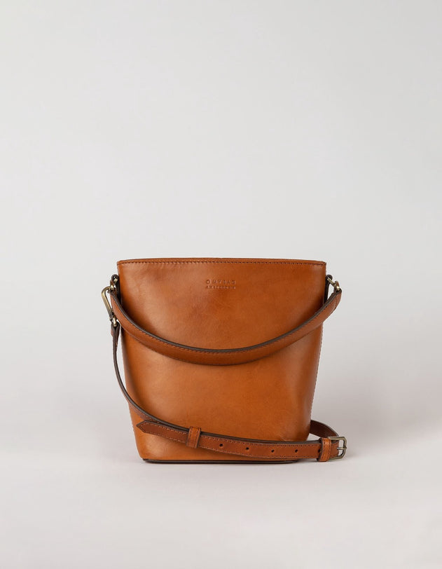 Bobbi Midi Bucket tas Cognac, Classic leer