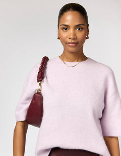 Leo Twisted Handle Bag Soft Grain Leather Dark Cherry