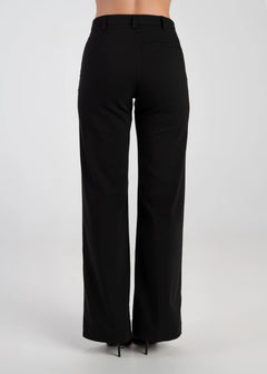 Black wide-leg pants on a white background