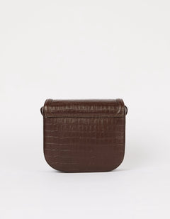 Nina Bag Croco Print Leather Chocolate Brown