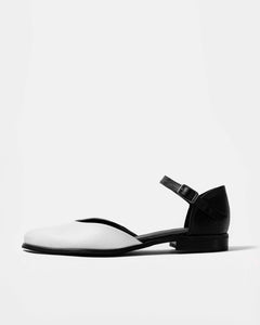 Alexa Cactus Leather Flats Black / White
