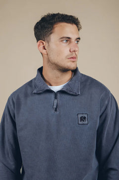Men's Sauce Pigment Quarter Zip Sweater Faded Navy