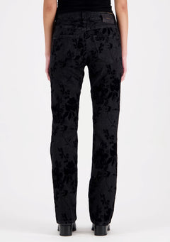 Emily Straight Fit Velvet Print Black