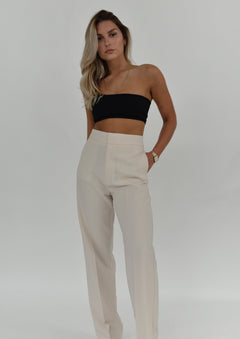One Shoulder Ribbed Top Black