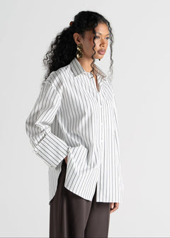 Gia Wide Cuff Blouse Wit & Bruin