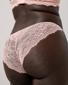 Lace Mesh Tanga Briefs Powder Pink