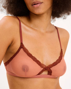 Mesh Lace Cut-Out Triangle Bralette Blush