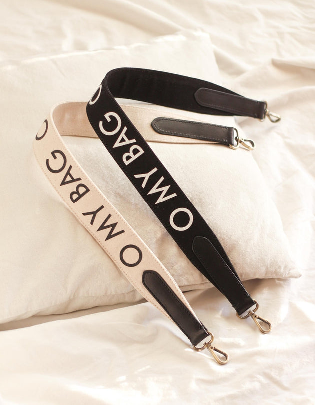Shoulder Canvas Logo Tasriem Wit & Zwart