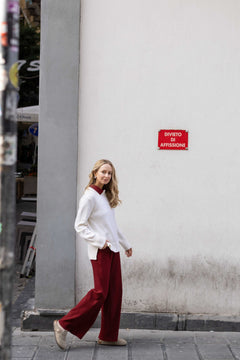 Vera Ribbed Pants Burgundy