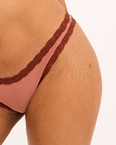 Mesh Lace Trim Bikini Briefs Blush