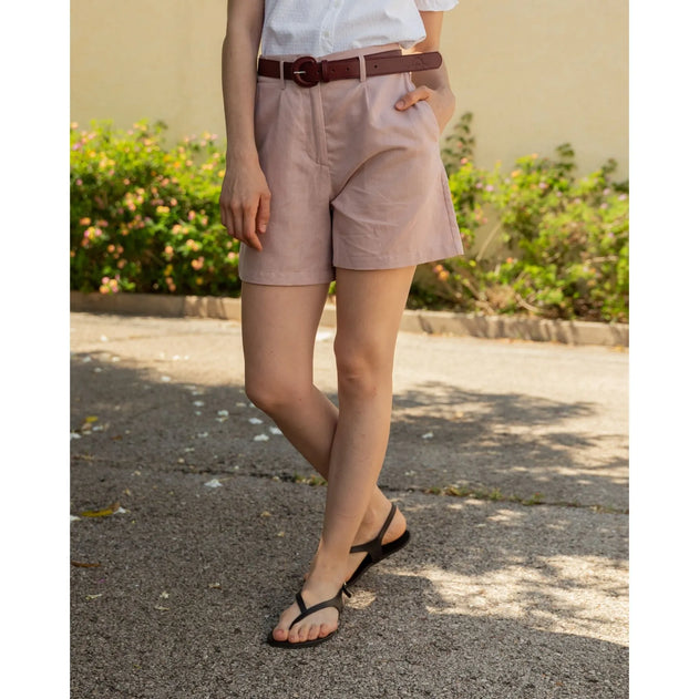 Cala Linen Blend Shorts Pink