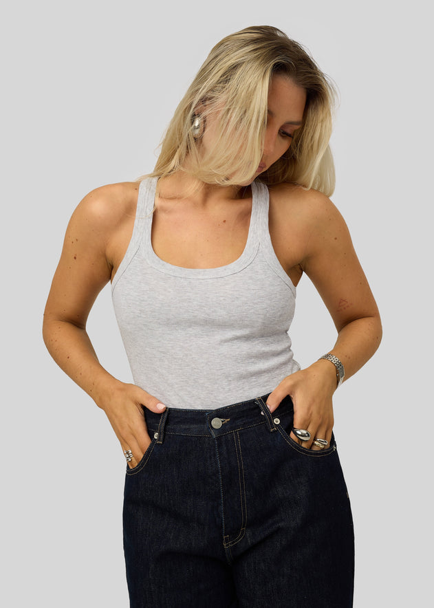 Jimmy Scoop-Neck Ribbed Tank Top Grey