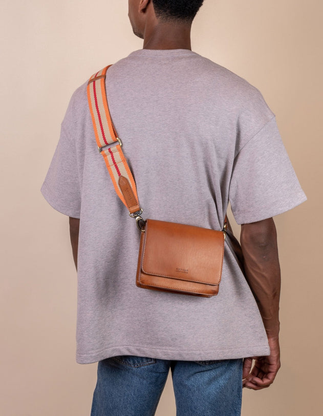 Striped Tasriem Oranje, Rood & Cognac