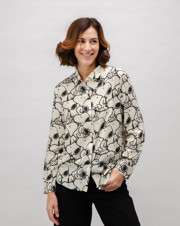 Peanuts B&W Viscose Blouse Ecru