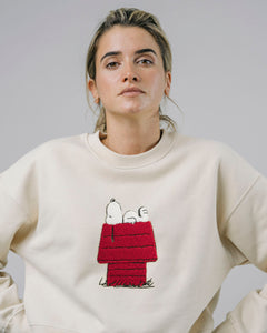 Peanuts Snoopy Rounded Cotton Sweatshirt White