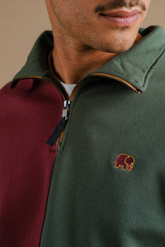 Heren Color Block Half Zip Sweater Harlequin