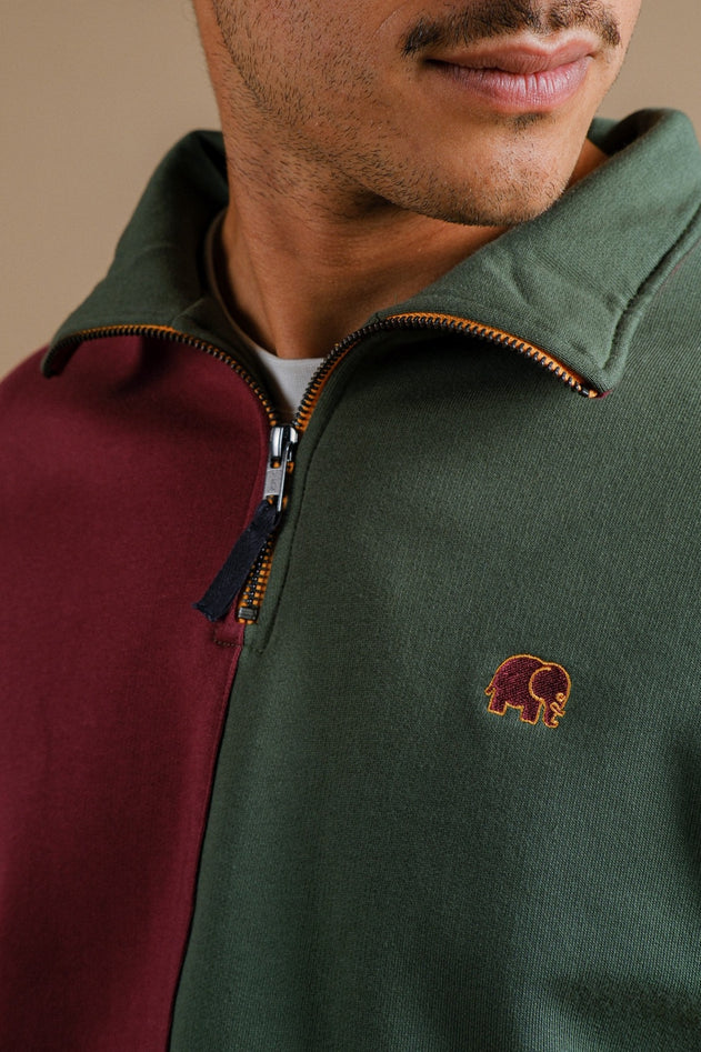 Heren Color Block Half Zip Sweater Harlequin