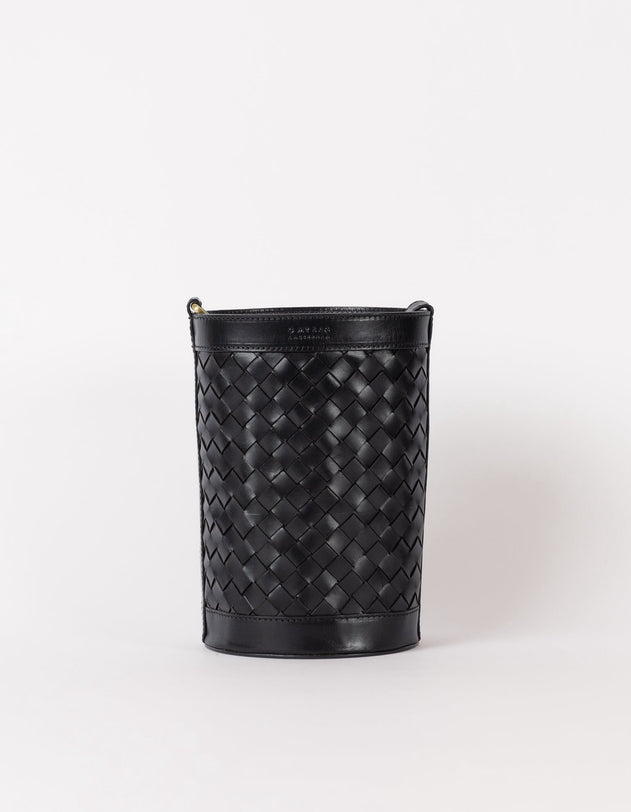 Zola Woven Leather Tas Zwart