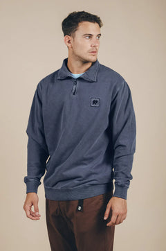 Men's Sauce Pigment Quarter Zip Sweater Faded Navy