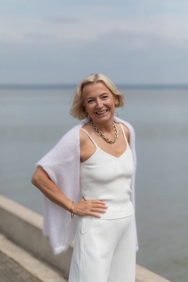 Sotto Ribbed Top White