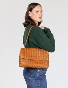 Kenzie Woven Bag Classic Leather Cognac Brown