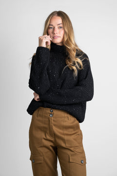 Recycled Wool Turtleneck Sweater Black