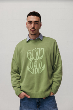 Printed Tulip Sweater Green