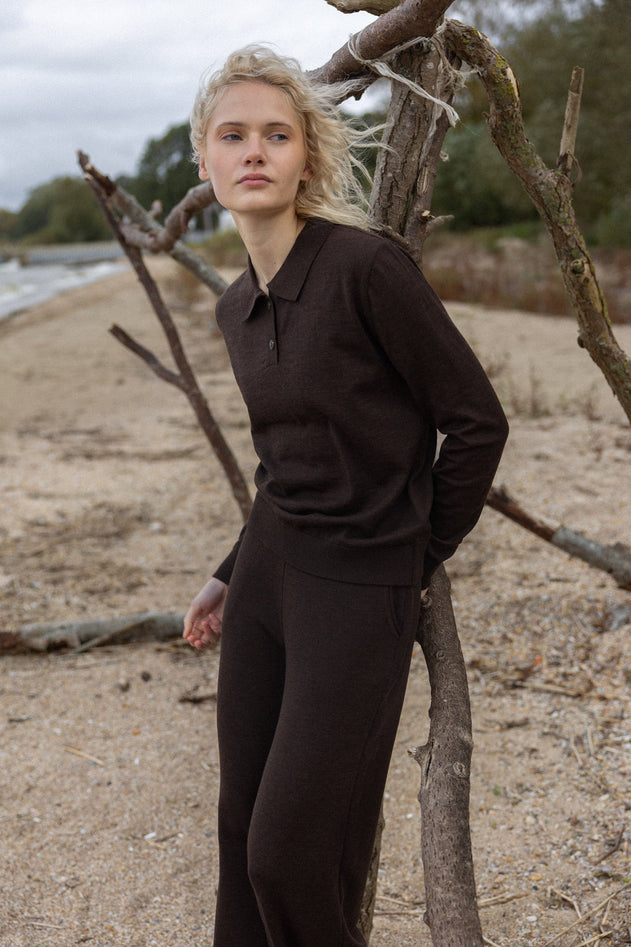 Bene Merino Wide Pants Chocolate