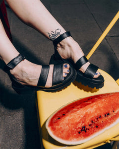 Strappy Sandals Cactus Leather Desserto® Black