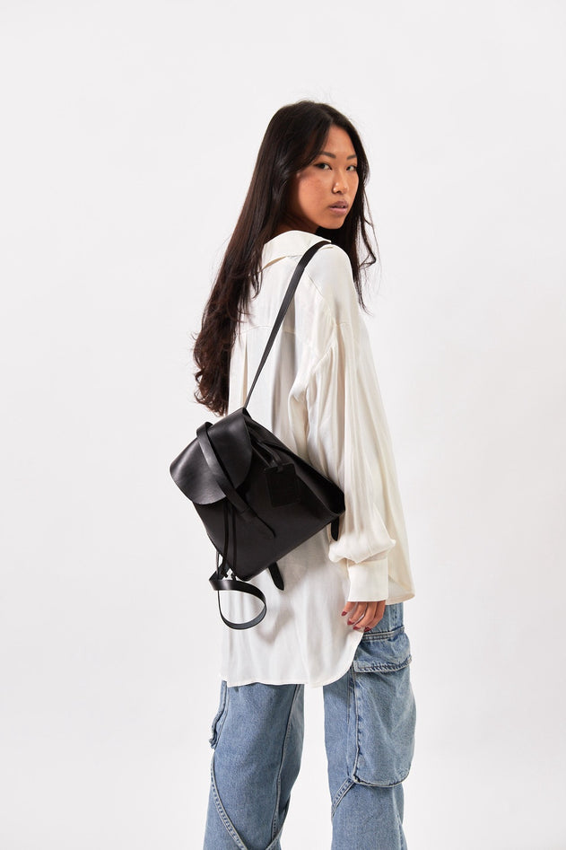 Leather Backpack Mod 130 Cuoio Black