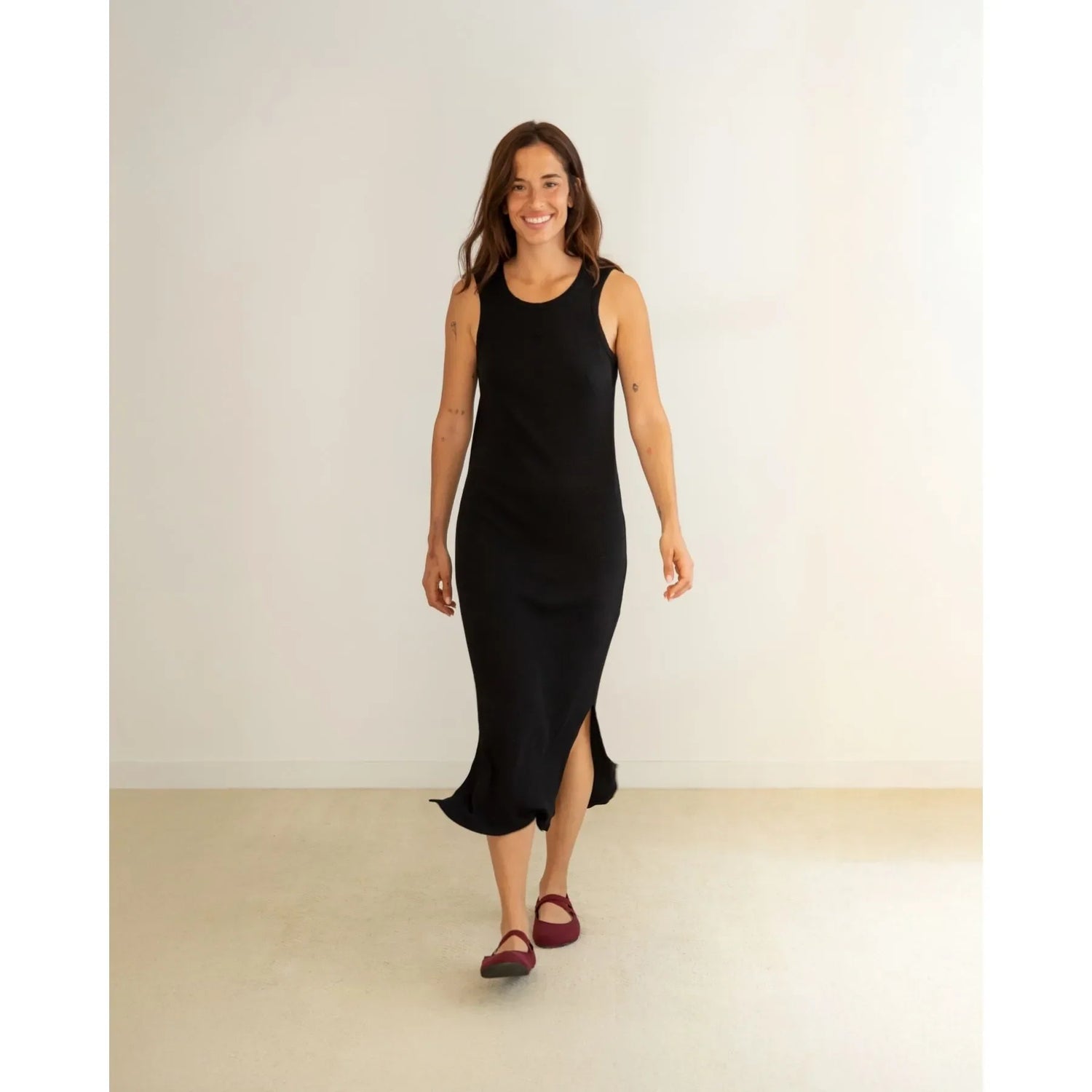 Long Ribbed Dress Black