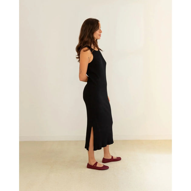 Long Ribbed Dress Black
