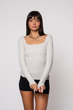 Square Long Sleeve Melange Gray