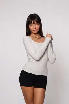 Square Long Sleeve Melange Gray