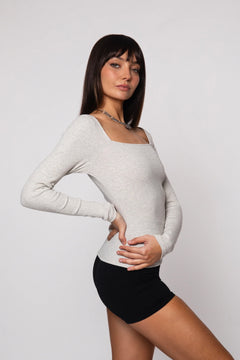 Square Long Sleeve Melange Gray