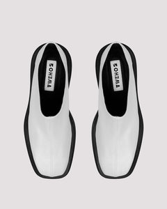 Squared Mule Grape Leather White