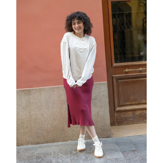 3/4-Sleeve Dress Burgundy