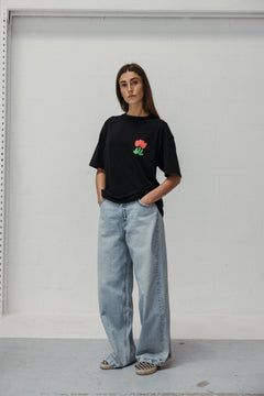 Tulip Print T-Shirt Black