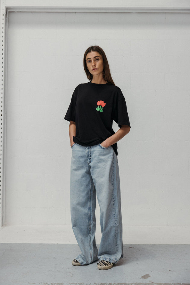 Tulip Print T-Shirt Black