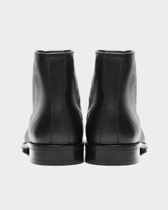 Laced-Up Vegan Corn Leather Ankle Boots Black