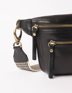 Beck's Bum Bag Black Checkered Stromboli Leather