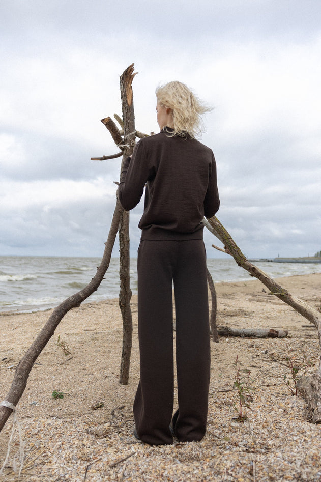 Bene Merino Wide Pants Chocolate