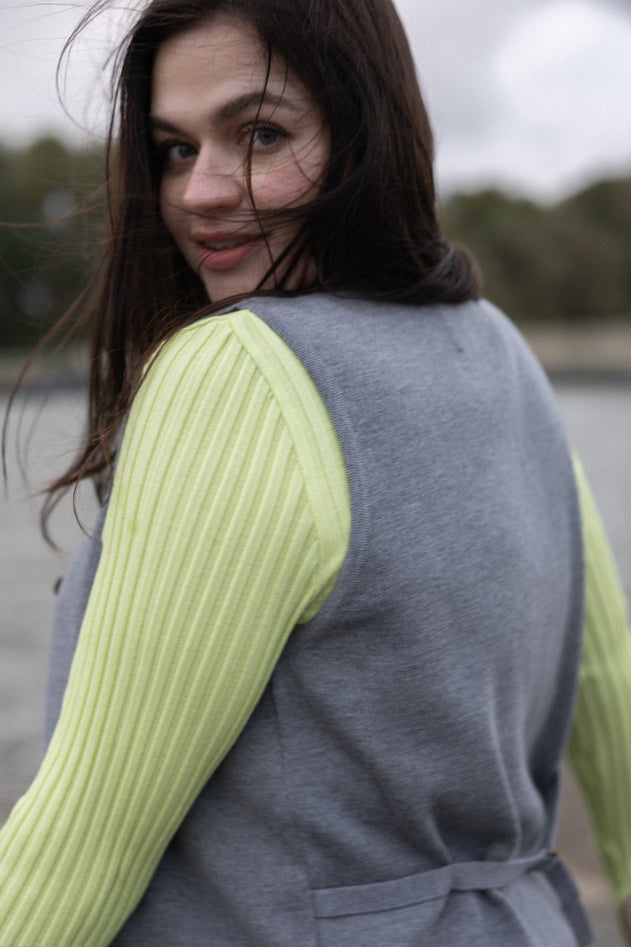 Galante Knitted Merino Waistcoat Light Grey