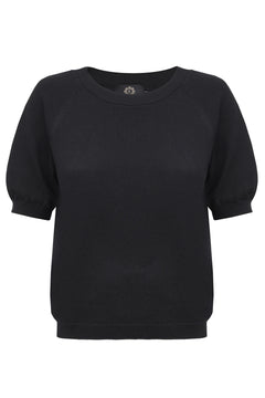 Amelié Knitted Short Sleeved Blouse Black